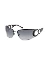 Salvatore Ferragamo Cutout Oval Temples Metal Wrap Sunglasses black/shaded grey