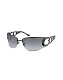 Salvatore Ferragamo Cutout Oval Temples Metal Wrap Sunglasses black/shaded grey