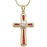 14K Ruby & Diamond Cross Pendant