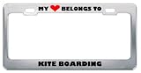 My Heart Belongs To Kite Boarding Hobby Hobbies Metal License Plate Frame Holder Border Tag