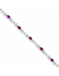 Genuine 14K White Gold White Gold With Diamond And Ruby Gemstone Bracelet 4 Grams Of Gold 100% Satisfaction Guaranteed.
