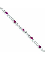 2.5 Carat 14K White Gold w/ Diamond and Ruby Gemstone Bracelet