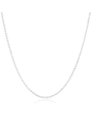 Italian 14k White Gold 1mm Square Diamond Cut Spiga Wheat Chain Necklace