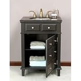 Virtu USA Windsor 26 Inch Single Sink Bathroom Vanity w/ Black Galaxy Top
