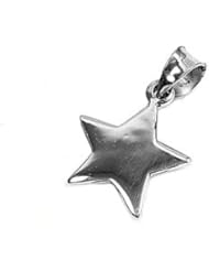 Sterling Silver Simple Plain Star Lovely Pendant Gift Charm Pure 925 New 19mm with 2mm Rope Chain