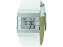 Diesel Gents Digital White Leather Strap Stainless Steel Case Watch