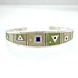 Ray Tracey Sterling Silver Cuff Bracelet with Jade and Lapis Inlay, #8571