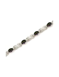 14K White Gold Oval Mystic Topaz and Diamond Bracelet by Jewelry Mountain