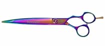 Hot Sale Kissaki Pro Hair Cutting Yakizume 8.0" Curved Blade Rainbow Titanium Pet Grooming Shears Dog Scissors