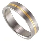Image of Men's Solid Titanium 6mm Band With Gold Centre