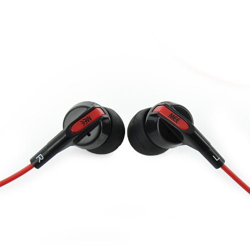MEElectronics RX 11 BK In Ear Headphones for iPod, iPhone, MP3/CD/DVD Players (Black with Red Accents) MEElectronics RX-11-BK In-Ear Headphones for iPod, iPhone, MP3/CD/DVD Players (Black with Red Accents)