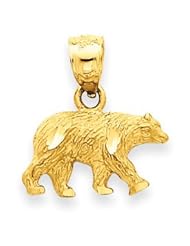 14k Gold Diamond-cut Bear Pendant