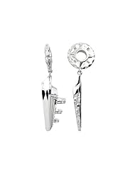 Storywheel® Created White Sapphire Ship Dangle Bead / Charm in 925 Sterling Silver