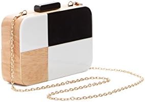 Pink Haley Black and Whie Wood Clutch