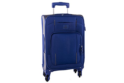 3-piece semi-rigid luggage set ANTONIO BASILE blue cabin baggage S194