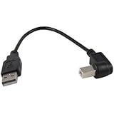 YCS Basics Black 6 Inch USB 2.0 High Speed Printer / Scanner Right Angle Cable