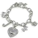 Juicy Look Crowned Heart, Scottie Dogs & J Charm Toggle Bracelet Crystal Accents