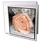 Beverly Turner Birthday Photography - Peach Rose with Vase Happy Birthday - Greeting Cards-12 Greeting Cards with envelopes