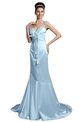 V-neck Mermaid Charmeuse Evening Dress/Wedding Dress 