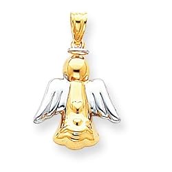 14k & Rhodium Angel Pendant