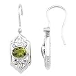 14K White Gold Peridot and Diamond Earrings