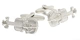Silver plated brushed finish violin cufflinks