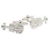 Buy Silver plated brushed finish violin cufflinks by For the Cuff