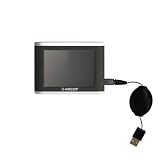 Retractable USB Cable for the Amcor Navigation GPS 3600 3600B with Power Hot Sync and Charge capabilities - Gomadic Brand w/ TipExchange Technology