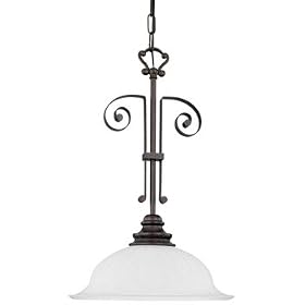 Thomas Lighting SL8900-23 Apollo - One Light Pendant, Colonial Bronze Finish with etched sculpted Glass
