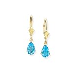 14k Gold & Blue Topaz Teardrop Earrings