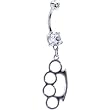 Silver Toned Brass Knuckle Belly Ring