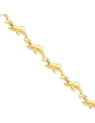 14 Karat Yellow Gold Jumping Dolphin Bracelet - 7 Inch