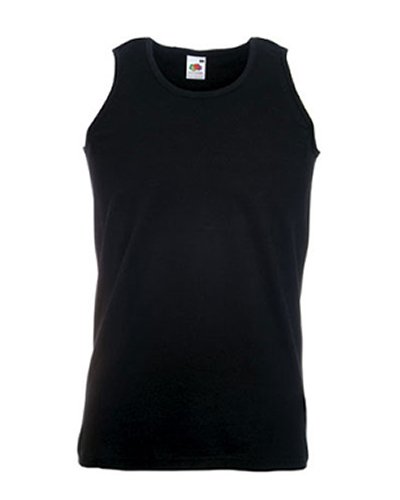 Fruit of the Loom Plain athletic sleeveless vest Black Large (41-43 inch chest)