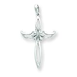 14k White Gold Diamond Cross