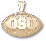 Ohio State Buckeyes Solid 10K Gold ''OSU'' Football Pendant