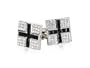 Large Black Crystal Cross Silver Cufflinks Surrounded by CZ Cubic Zirconia