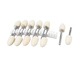 uxcell 軸付 マウントフェルトボブ 3mmシャンク フェルト 金属 オフホワイト シルバートーン