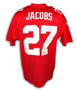 Brandon Jacobs Signed New York Giants Red Reebok Authentic Jersey - First TD 9-11-05