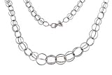 14K White Gold Tapered Hollow Sphere Link Necklace