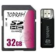 TOPRAM 32G 32GB SD SDHC Class 10 Extreme Speed Secure Digital Memory Card (SD Ver. 3.0) with R3 Card Reader - TRSD32GSDHC10R3a