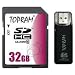 TOPRAM 32G 32GB SD SDHC Class 10 Secure Digital Memory Card (SD Ver. 3.0) with R3 Card Reader - TRSD32GSDHC10R3