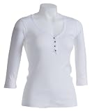 Majestic Paris 3/4 Sleeve Crystal Button Supima Henley