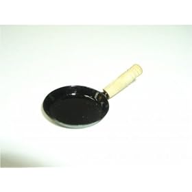 Dolls house item - metal frying pan with handle 1/12 Scale