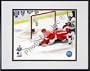 Valtteri Filppula "scores a diving third period goal during Game 2 of the 2008 NHL Stanley Cup Finals; #8" Double Matted 8" x 10" Photograph in Black Anodized Aluminum Frame