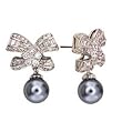 Rhodium Brass Earrings with Gray Pearl
