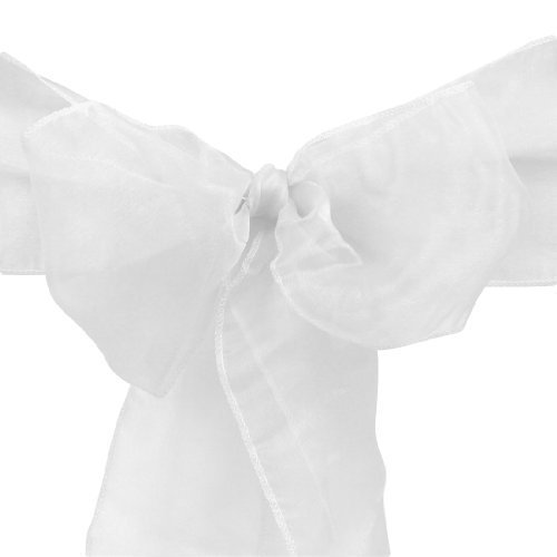 LinenTablecloth Organza Sash (10-Piece) White