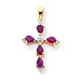 14k Diamond & Ruby Cross Pendant