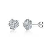 Sterling Silver Earrings Love Knot Stud Earrings 10mm – Ideal Gift For Mother Day, Anniversary, Engagement, Wedding, Birthday, For Her