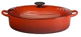 Pet Supplies : Le Creuset Enameled Cast-Iron 5-Quart Oval Wide Oven, Cherry Red