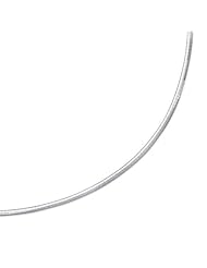 18" 14K White Gold 3.3mm (1/8") Polish Diamond Cut Classic Omega Necklace w/ Box Catch